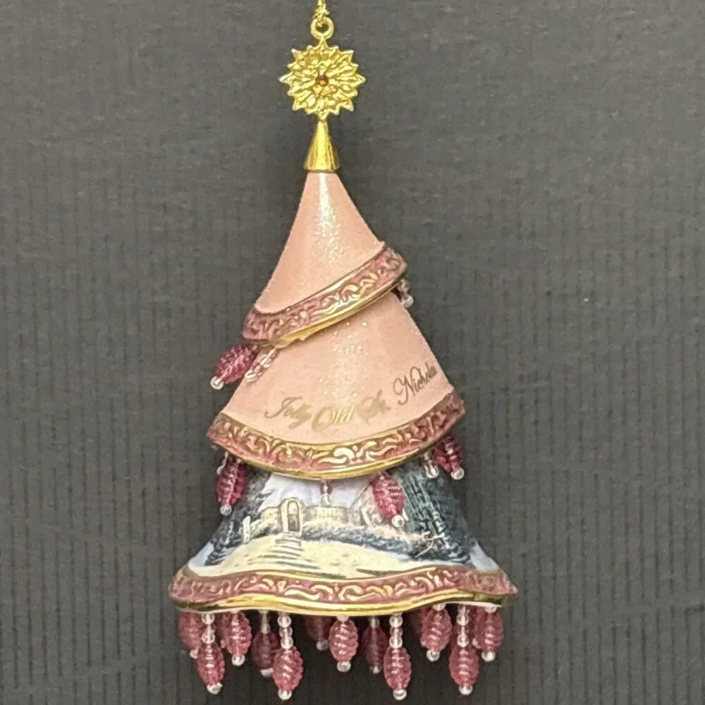 Thomas Kinkade Classic Ornaments, 2 Decorated Christmas Tree, Noel & St Nicolas